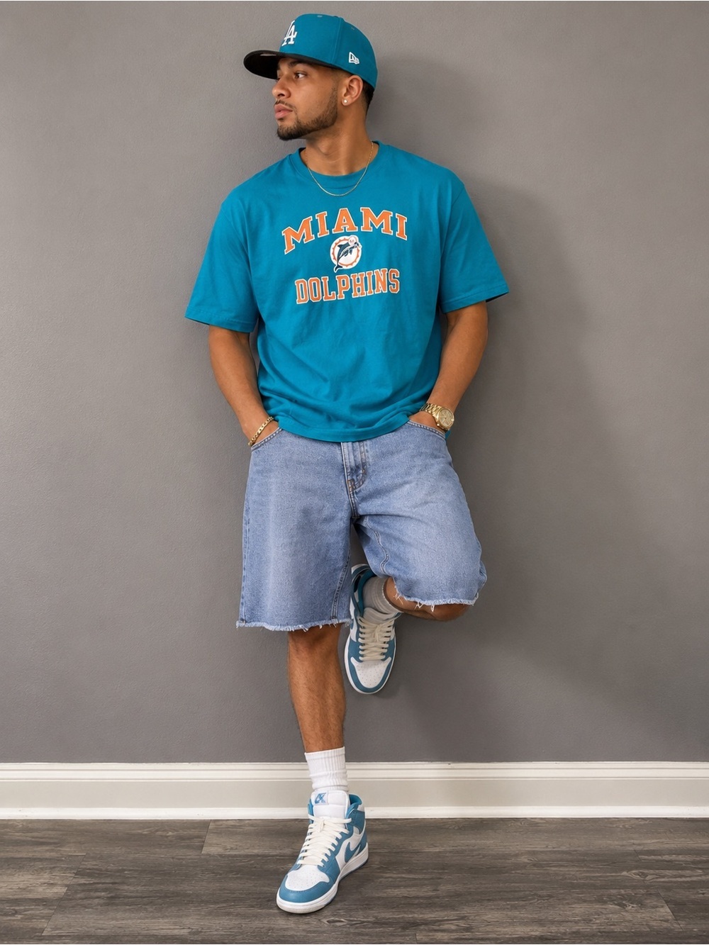Miami Dolphins NFL Team Apparel Adult 2 Xl T-Shirt 100% Cotton Aqua Fanatics